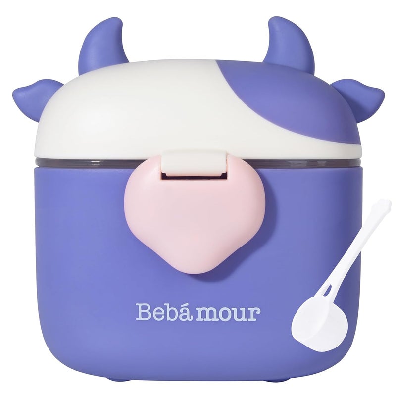 Bebamour Baby Formula Dispenser On The Go, Formula Container to Go, Formula Holder for Travel, Candy Fruit Snack Storage Container with Scoop and Leveller (Purple Cow) - Image 1